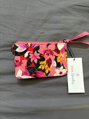 Vera Bradley Pink Multicolor Floral Quilted Zip ID Case